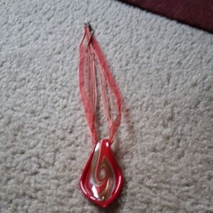 Red and Gold Swirl Pendant Necklace
